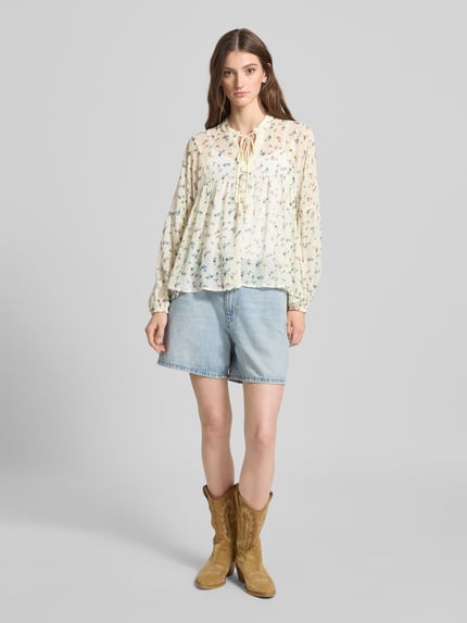 ONLY Boxy fit blousetop met all-over motief, model 'AIDA ELISA' Ecru - 1