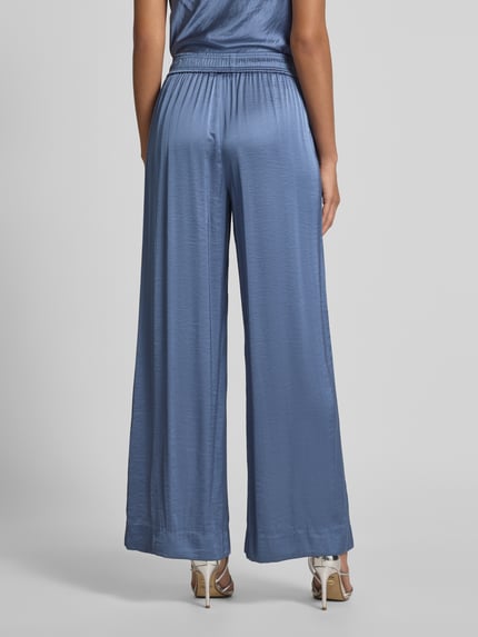 mbyM Wide leg stoffen broek met elastische band, model 'Asaka' Rookblauw - 5