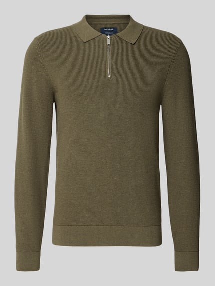 MCNEAL Gebreide pullover met reverskraag Olijfgroen gemêleerd - 2