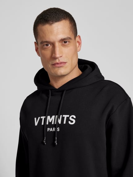VTMNTS Bluza z kapturem o kroju oversized z nadrukiem z logo Czarny 3