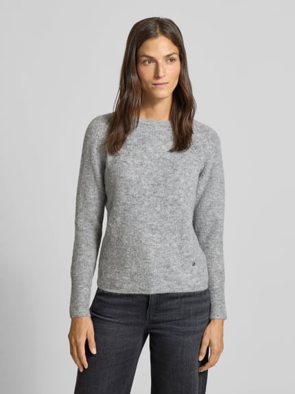 MOS MOSH Strickpullover mit Rundhalsausschnitt Modell 'Tammy' Mittelgrau Melange 4