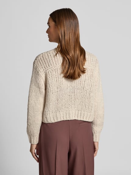 Oui Regular Fit Strickjacke mit Mohair-Anteil Beige Melange 5