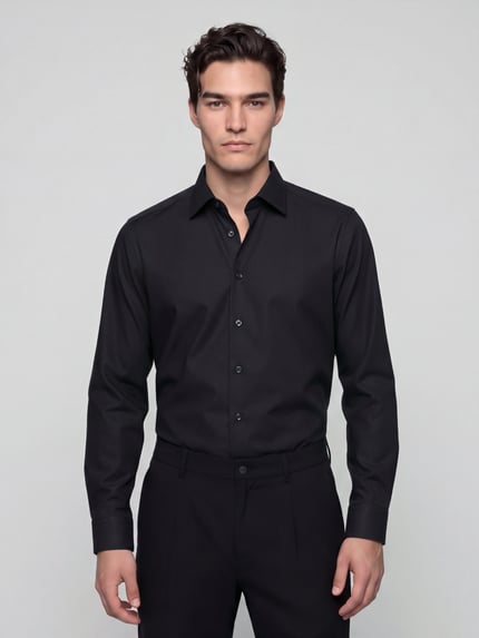 OLYMP Regular Fit Businesshemd aus reiner Baumwolle Black 4