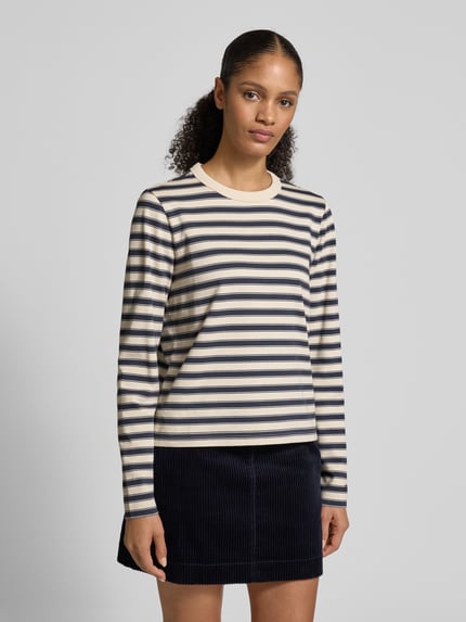 Jake*s Studio Woman Longsleeve mit geripptem Rundhalsausschnitt Marine 4