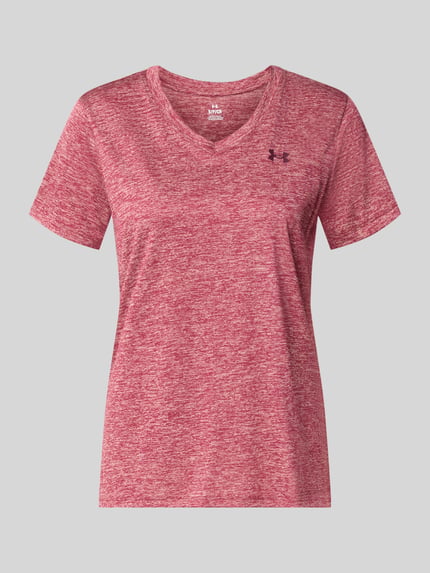 Produktfoto, rotes meliertes Regular Fit Sport-T-Shirt mit LOGO-Print Modell 'Tech SSV- Twist' von Under Armour, Damen Sport-T-Shirt von Under Armour