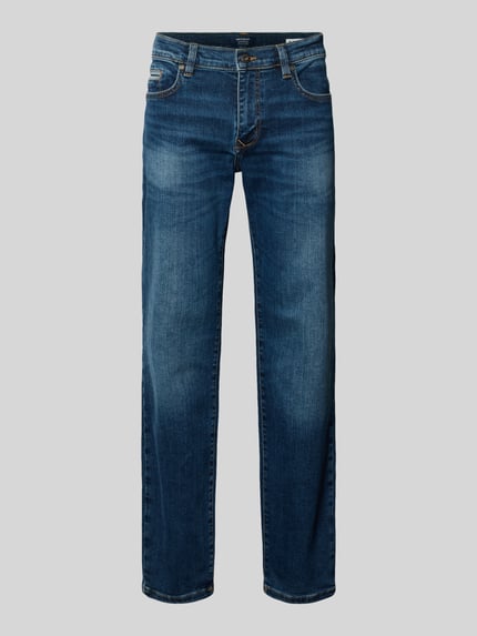 Produktfoto, Regular Fit Jeans mit Eingrifftaschen von MCNEAL aus Baumwoll-Elasthan-Mix im Used-Look in Blau, Herren Jeans, Bundweite 45 cm, Innenbeinlänge 80 cm