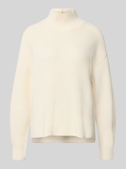 Produktfoto, sweter z dzianiny Strickpullover aus Schurwolle mit Stehkragen von windsor., czysta żywa wełna, krój relaxed fit, gruby ścieg, stójka, długość tyłu w rozmiarze 36: 59 cm, długość rękawów w rozmiarze 36: 57 cm