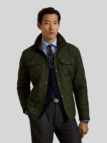 Polo Ralph Lauren Steppjacke mit Cordkragen Oliv 4