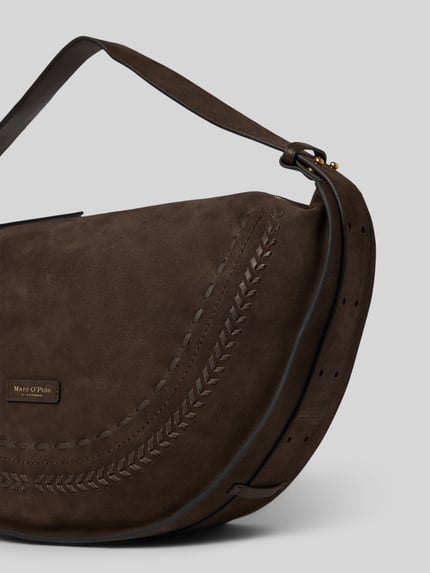 Productfoto, Henkeltasche uit echt kalfsleer van Marc O'Polo, effen kleuren, ritssluiting, hoofdvak, ritsvak binnenin, siernaden, labelpatch, draagband, velours, materiaalverwerking
