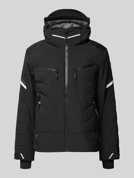 Produktfoto, schwarze Herren Jacke mit Kapuze Modell 'KALDOAIVI' von LUHTA, Regular-Fit, Reißverschluss, Reißverschlusstaschen, Ärmelriegel, Label-Detail, glatte Struktur