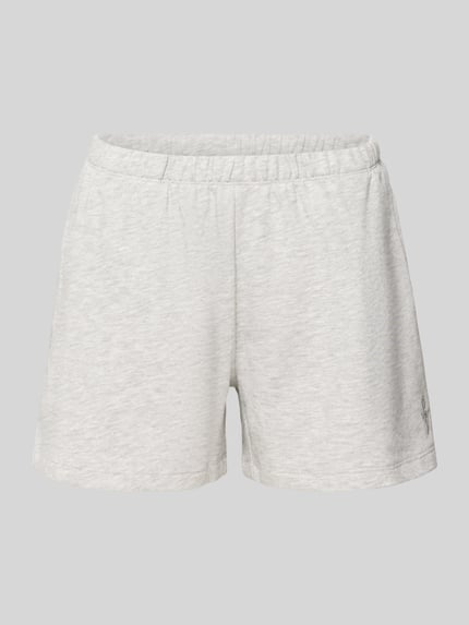 Produktfoto, Kurze Sweatshort mit Stickerei von REVIEW in Hellgrau, elastischer Bund, Regular Fit, Baumwoll-Mix mit Viskose-Anteil