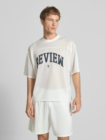 REVIEW T-Shirt aus Mesh mit Logo-Print Offwhite 4