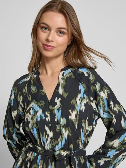 VILA Knielange jurk in kreuklook, model 'MARLOT MALI' Zwart - 3