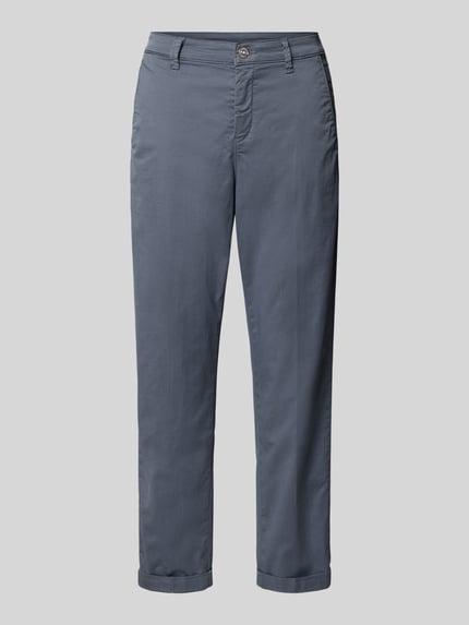 Produktfoto, Straight Fit Chino in verkürzter Passform van MAC in blauw katoenmix met steekzakken, rechte pijpen, knoop- en ritssluiting, bandwijdte maat 36: 40 cm, binnenbeenlengte maat 36: 67 cm