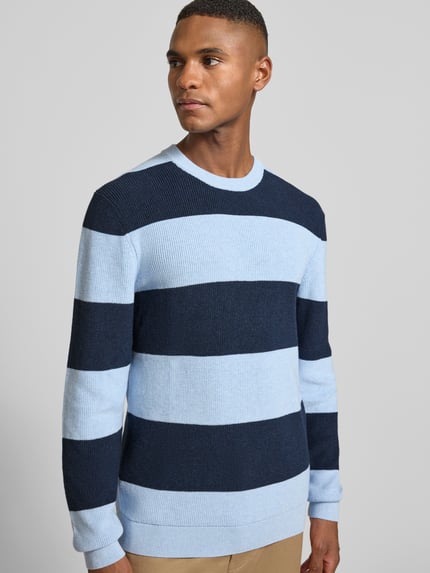 MCNEAL Strickpullover mit Streifenmuster und Rundhalsausschnitt Bleu Melange 3