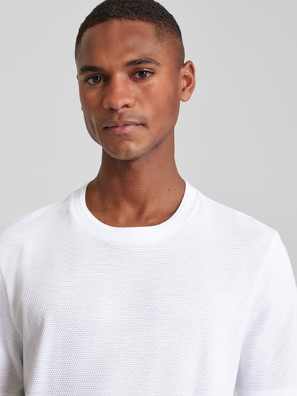 BOSS T-shirt met geribde ronde hals, model 'TIBURT' Wit - 3