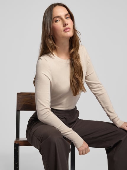 Christian Berg Woman Strickpullover mit gerippten Abschlüssen Sand 3