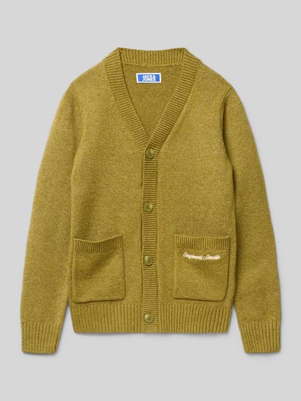 JACK & JONES Sweter o regularnym kroju w dzianinowym stylu model „JORN” Oliwkowy 1