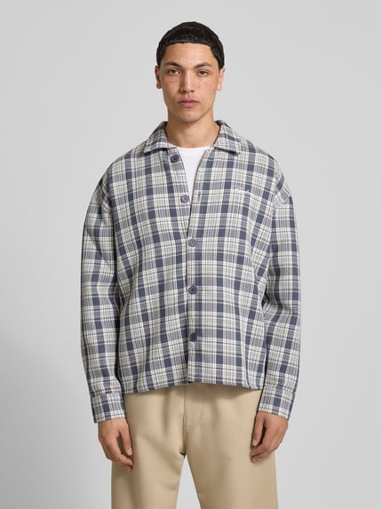PEGADOR Relaxed Fit Freizeithemd mit Kentkragen und Label-Stitching Dunkelblau 4
