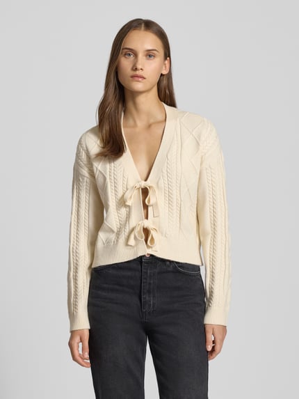 ONLY Regular Fit Strickjacke aus Viskose-Mix Modell 'FIA' Offwhite 4