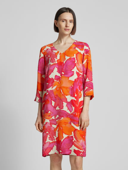 COMMA Knielange jurk met all-over print Rood - 4