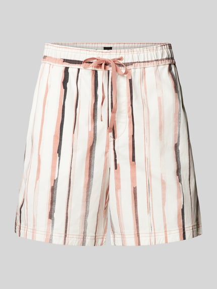 BOSS Orange Regular Fit Shorts mit Streifenmuster Modell 'Sandrew' Weiss 2