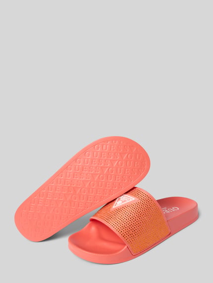 GUESS Slides mit Label-Applikation Orange 4