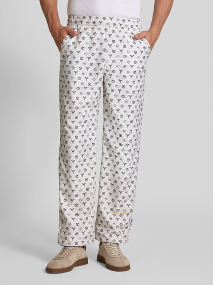 Carlo Colucci Wide Leg Sweatpants mit elastischem Bund Offwhite 4