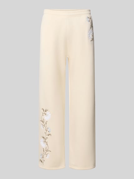Straight Fit Sweatpants mit floraler Stickerei Shop The Look MANNEQUINE