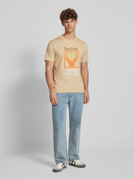 Champion T-shirt z detalami z logo Beżowy 1