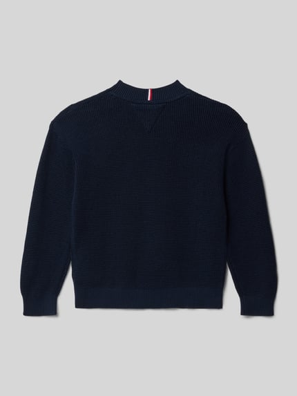 Tommy Hilfiger Kids Sweter z dzianiny o kroju regular fit z czystej bawełny Granatowy 3