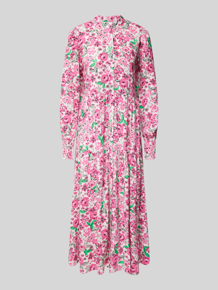 YAS Midi-jurk met opstaande kraag, model 'ALIRA' Felroze - 2