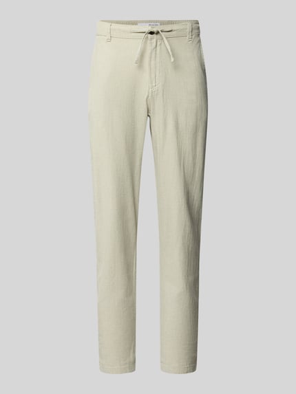 Produktfoto, Slim Fit Hose aus Baumwoll-Leinen-Mix Modell 'BRODY' von SELECTED HOMME, Optik: Unifarben, helle Farbe, Struktur leicht meliert