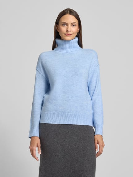 Christian Berg Woman Relaxed Fit Rollkragenpullover in Strick-Optik Hellblau 4