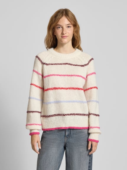 PIECES Regular Fit Strickpullover mit Raglanärmeln Modell 'NELIA' Offwhite 4