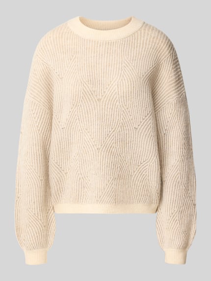 PIECES Pullover mit plastischer Strickstruktur Sand Melange 1