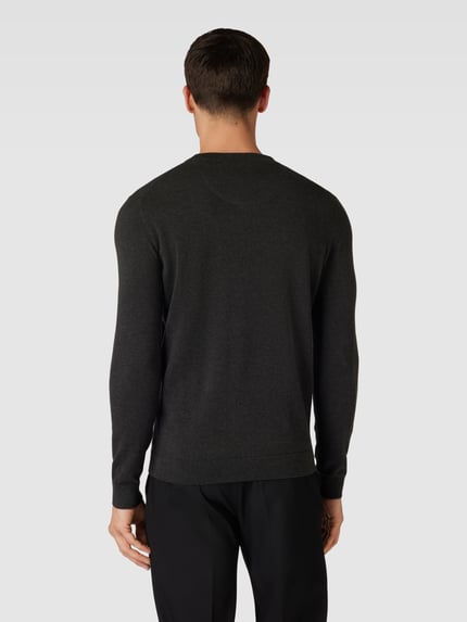 Tom Tailor Regular Fit Strickpullover aus reiner Baumwolle mit Rundhalsausschnitt Anthrazit 5