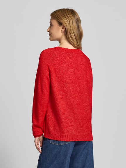PIECES Sweter z dzianiny o kroju regular fit z raglanowymi rękawami model ‘JULIANA’ Czerwony 5