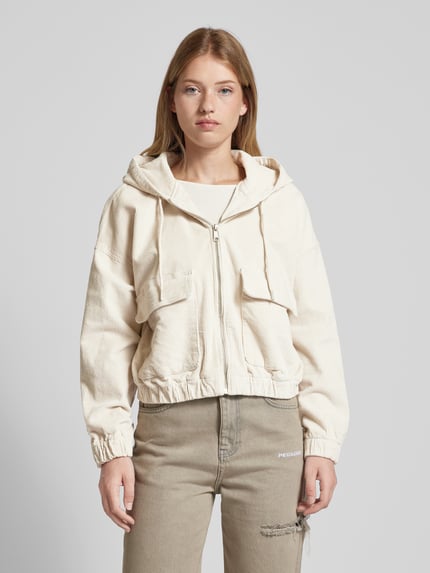 ONLY loose fit bomberjack van katoenmix model 'KENZIE' Ecru - 4
