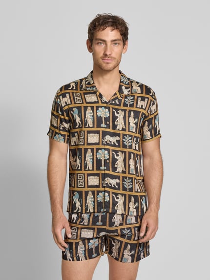 BOARDIES Regular fit vrijetijdsoverhemd met borstzak, model 'Mesopotamia' Zwart - 4