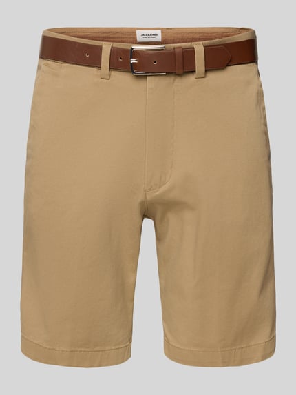 JACK & JONES Regular Fit Chino-Shorts mit Gürtel Modell 'MARCO FRANCO' Beige 2