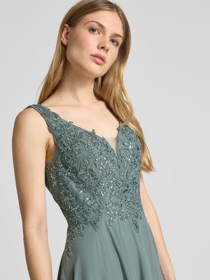 Laona Abendkleid mit Ziersteinbesatz Schilf 3