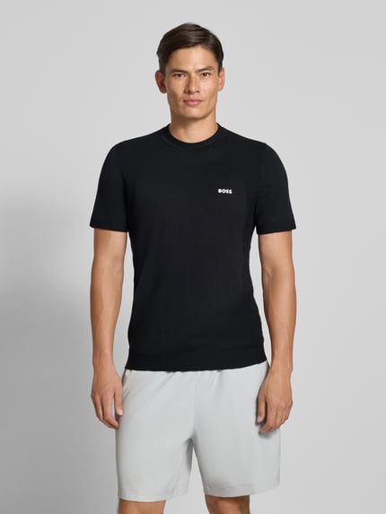 BOSS Green T-shirt o kroju regular fit z mieszanki bawełny model ‘MOMENTUM’ Czarny 4