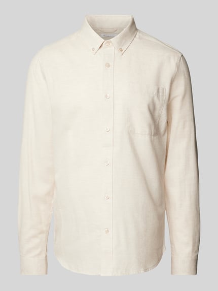 KnowledgeCotton Apparel Custom Fit Freizeithemd mit Button-Down-Kragen Hellgrau 2