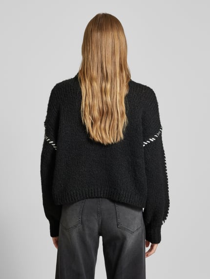 VERO MODA Relaxed Fit Strickpullover mit Kontrast-Detail Modell 'FENG' Black 5