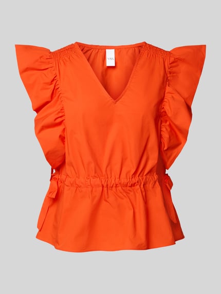 YAS Blousetop met V-hals en volants, model 'ULEA' Rood - 2