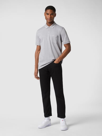 RAGMAN Regular Fit Poloshirt mit Brusttasche Silber Melange 1