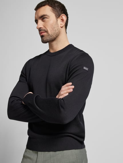 MAERZ Muenchen Regular fit gebreide pullover van zuivere scheerwol Zwart - 3