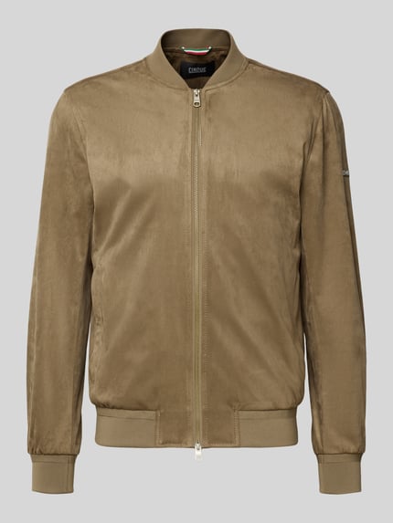 Produktfoto, Regular Fit Jacke in Leder-Optik Modell 'Rapid' von CINQUE in Hellbraun mit Stehkragen, Zweiwege-Reißverschluss und Eingrifftaschen