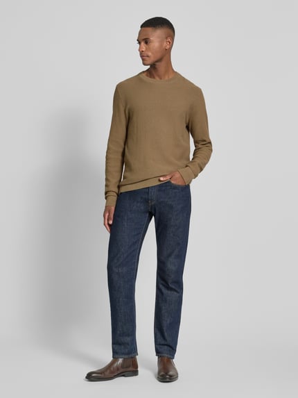 Lindbergh Gebreide pullover met structuurmotief en ronde hals Camel - 1